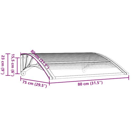 Store Banne - Auvent De Porte Noir Et Transparent 80x75 Cm Polycarbonate At75
