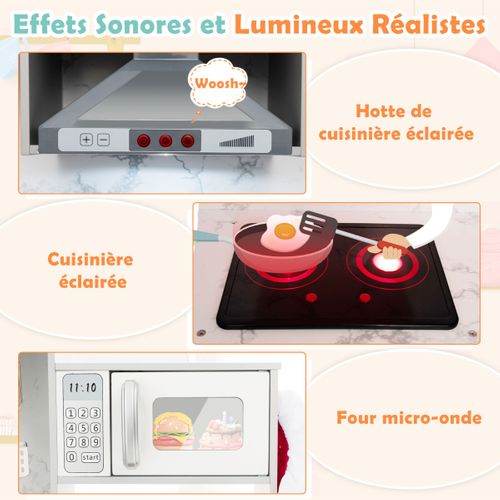 Cuisine De Jeu En Bois Pour Enfants Cuisine D'angle Avec Lumières Et Sons Réalistes Hotte Éclairée