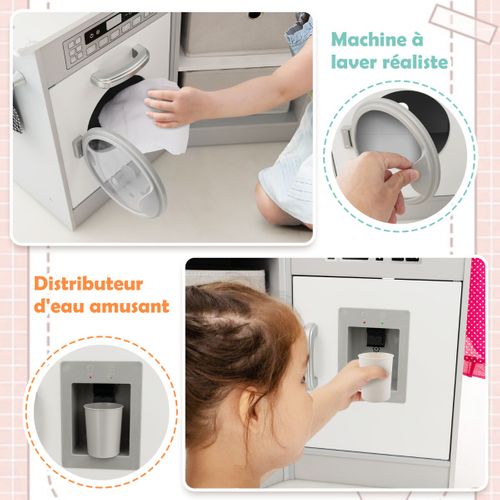 Cuisine De Jeu En Bois Pour Enfants Cuisine D'angle Avec Lumières Et Sons Réalistes Hotte Éclairée