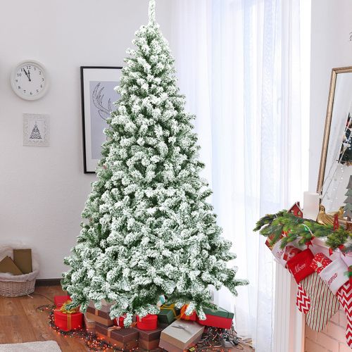 Sapin De Noël - Arbre De Noël Artificiel 180cm Avec 928 Branches Aiguilles Et Neige En Pvc