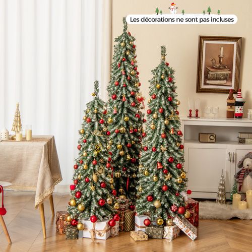 Lot De 3 Sapins De Noël - Arbres De Noël Artificiels De 120+150+180 Cm En Forme De Crayon