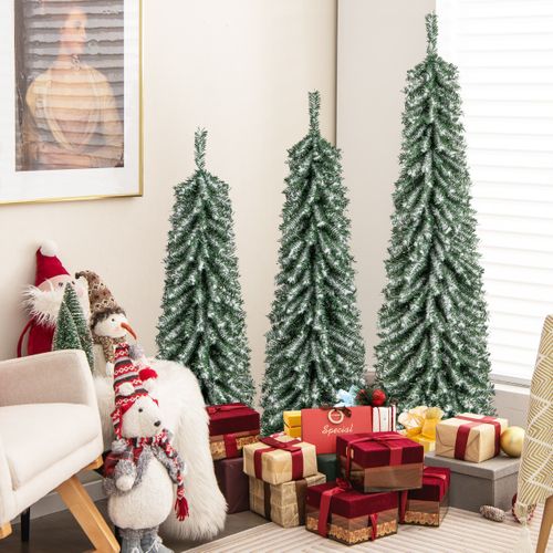 Lot De 3 Sapins De Noël - Arbres De Noël Artificiels De 120+150+180 Cm En Forme De Crayon