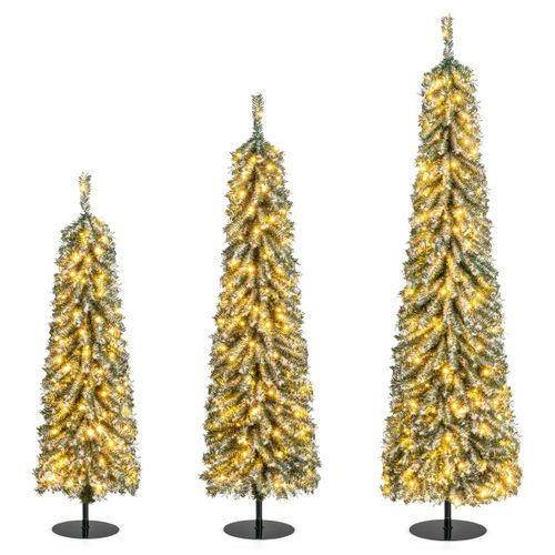 Lot De 3 Sapins De Noël - Arbres De Noël Artificiels De 120+150+180 Cm En Forme De Crayon