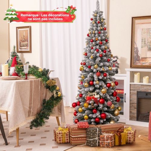 Sapin De Noël - Arbre De Noël Artificiel 180 Cm Floqué De Neige Avec 460 Branches Support En Métal
