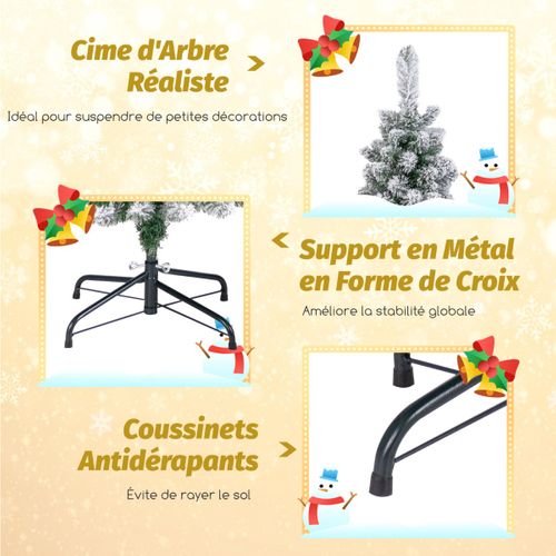Sapin De Noël - Arbre De Noël Artificiel 180 Cm Floqué De Neige Avec 460 Branches Support En Métal
