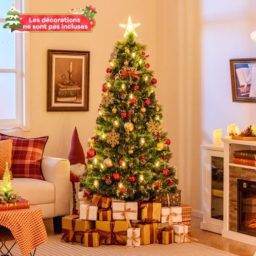 Sapin De Noël - Arbre De Noël Artificiel Avec 8 Modes D'eclairage LED Blanc Chaud