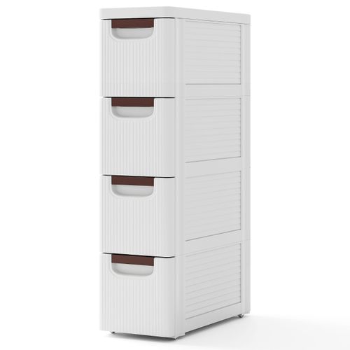 Boîte De Rangement à Roulettes, Armoire De Rangement Étroite Unité Organisatrice 42x19x74cm Blanc