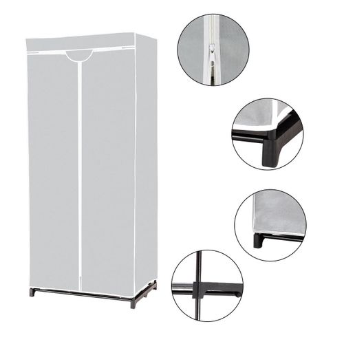 Penderie, Armoire De Rangement, Armoire De Chambre Tissu Grande 75x50x170 Cm Gris