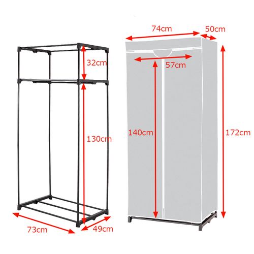 Penderie, Armoire De Rangement, Armoire De Chambre Tissu Grande 75x50x170 Cm Gris