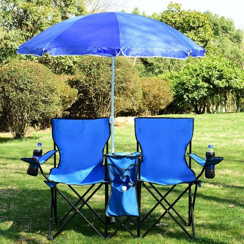 Chaise De Camping Pliante, Fauteuil De Camping 2 Places Avec Poche Isotherme Porte-gobelet