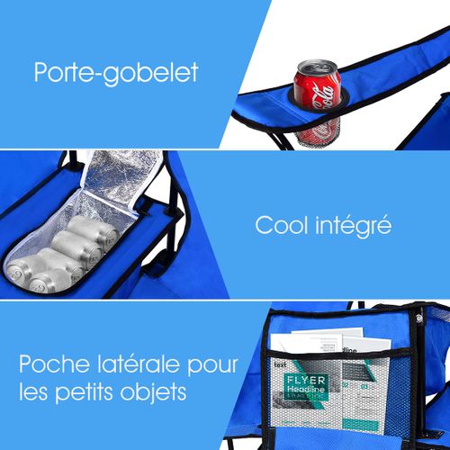 Chaise De Camping Pliante, Fauteuil De Camping 2 Places Avec Poche Isotherme Porte-gobelet