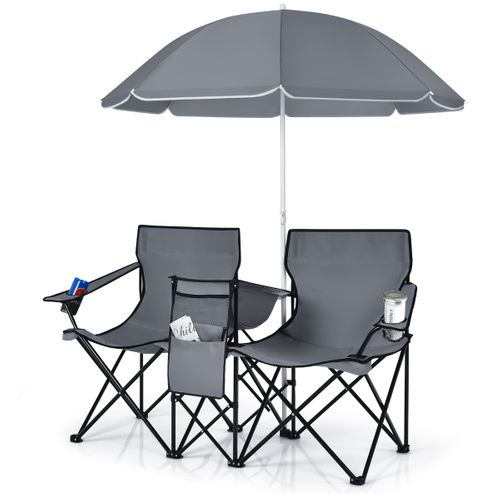 Chaise De Camping Pliante, Fauteuil De Camping 2 Places Avec Poche Isotherme Porte-gobelet