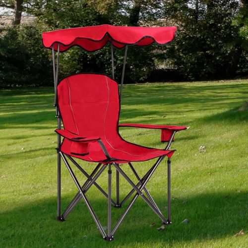 Chaise De Camping Pliante, Fauteuil De Camping Rembourrée Auvent Pliable Capacité 120 Kg En Pvc