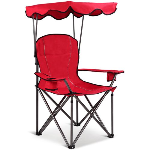 Chaise De Camping Pliante, Fauteuil De Camping Rembourrée Auvent Pliable Capacité 120 Kg En Pvc