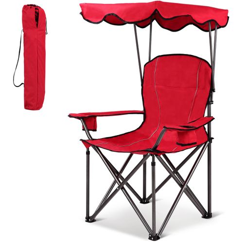 Chaise De Camping Pliante, Fauteuil De Camping Rembourrée Auvent Pliable Capacité 120 Kg En Pvc