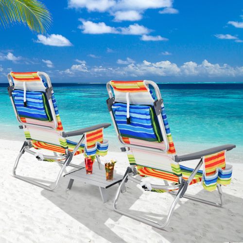 Ensemble De Table Et 2 Chaises De Plage Pliables Chaises De Camping Légères Avec 5 Positions