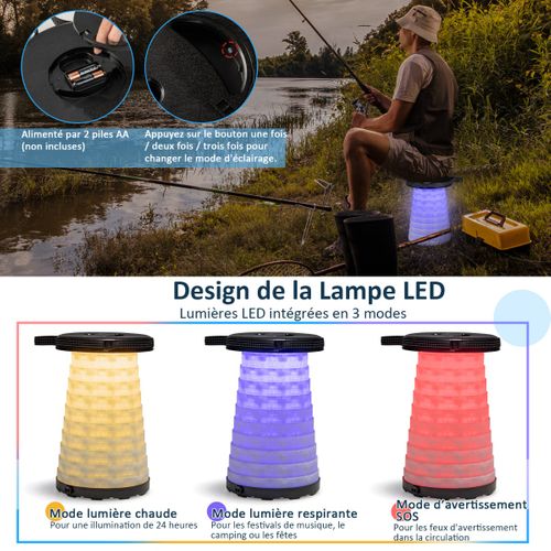 Ensemble De Table Et 2 Tabourets Pliants Extérieur Tabouret LED Rétractables