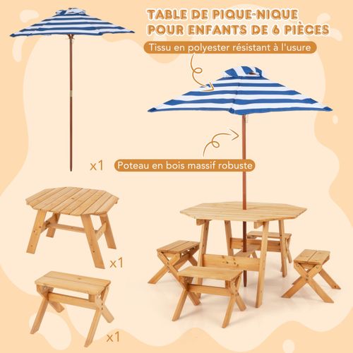 Ensemble De Table Et Tabourets Pour Enfants De 3 Ans Et Plus Table De Pique-nique En Bois