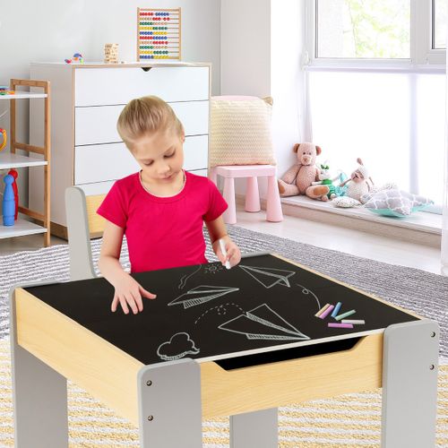 Ensemble Table Et 2 Chaises 3 En 1 Pour Enfant, Tableau 2 Face Noir Et Blanc