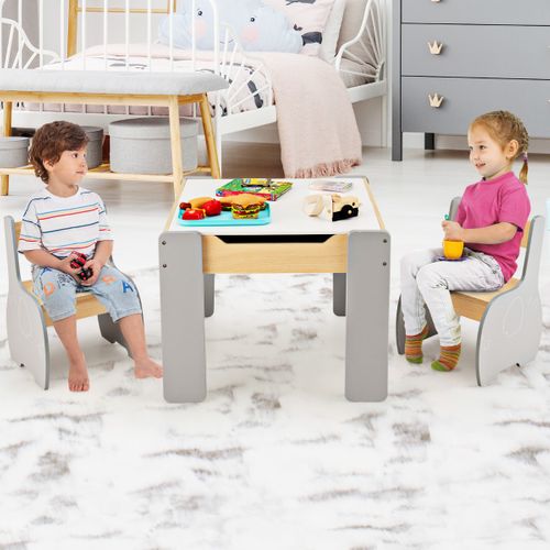 Ensemble Table Et 2 Chaises 3 En 1 Pour Enfant, Tableau 2 Face Noir Et Blanc