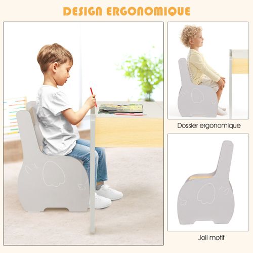 Ensemble Table Et 2 Chaises 3 En 1 Pour Enfant, Tableau 2 Face Noir Et Blanc