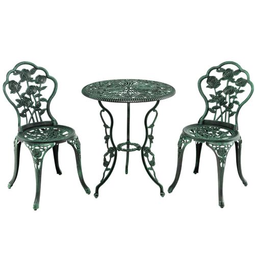 Ensemble Table Et 2 Chaises En Fonte Aluminium Forme De Rose Résistant Aux Intempéries