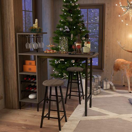 Ensmeble Table De Bar, Table Haute Avec 2 Tabourets 120 X 40 X 121,5 Cm Style Industriel