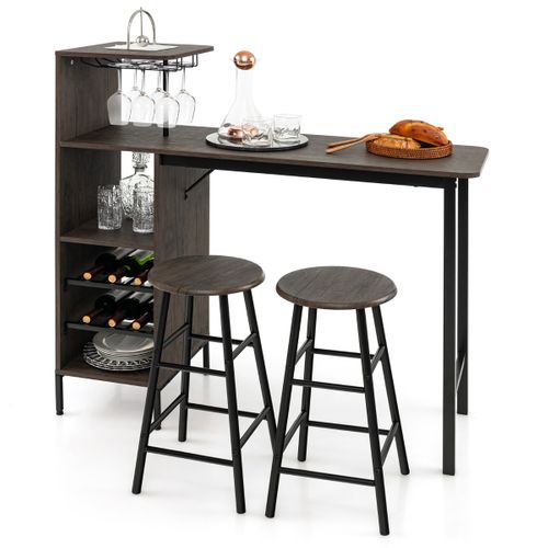 Ensmeble Table De Bar, Table Haute Avec 2 Tabourets 120 X 40 X 121,5 Cm Style Industriel