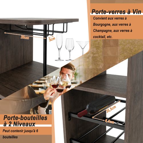 Ensmeble Table De Bar, Table Haute Avec 2 Tabourets 120 X 40 X 121,5 Cm Style Industriel