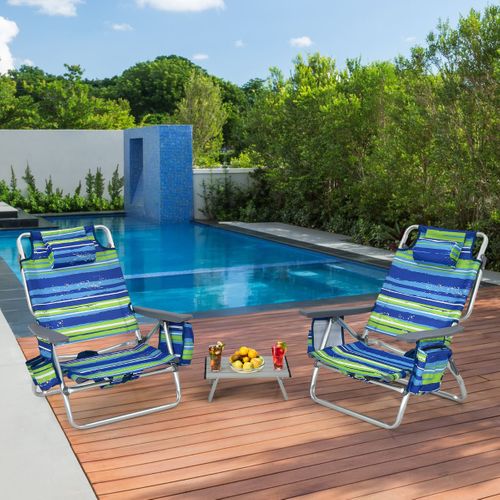 Lot De 2 Chaises De Camping Pliante, Fauteuils De Camping Plage Avec Table Enroulable En Aluminium