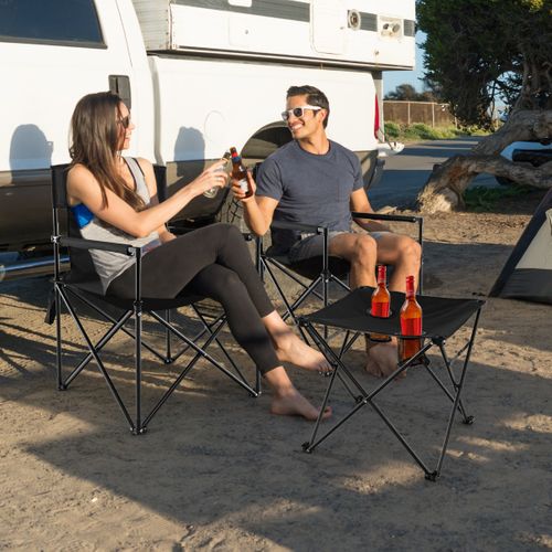 Lot De 2 Chaises De Camping Pliante, Fauteuils De Camping Table D'appoint Porte-gobelets