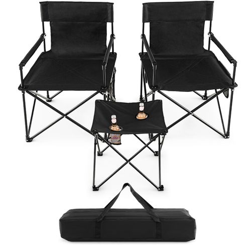 Lot De 2 Chaises De Camping Pliante, Fauteuils De Camping Table D'appoint Porte-gobelets
