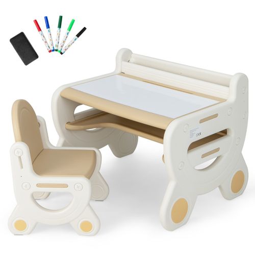 Table à Dessin Et Chaise Pour Enfants Avec 5 Stylos Et Gomme Bureau Enfants En Forme Mignon