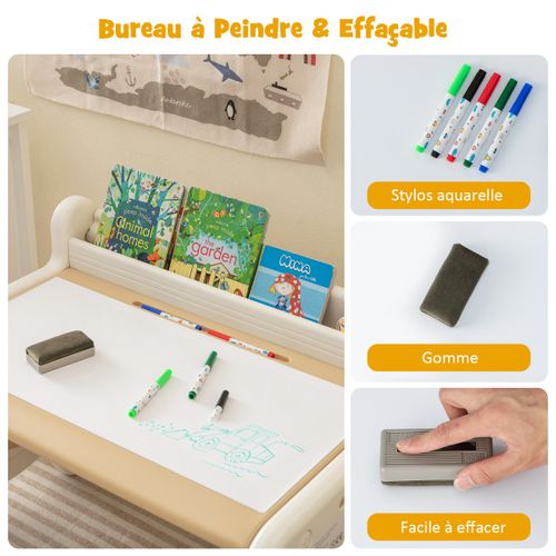 Table à Dessin Et Chaise Pour Enfants Avec 5 Stylos Et Gomme Bureau Enfants En Forme Mignon