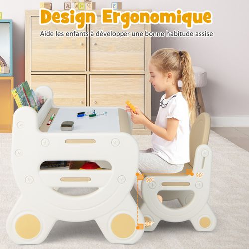Table à Dessin Et Chaise Pour Enfants Avec 5 Stylos Et Gomme Bureau Enfants En Forme Mignon