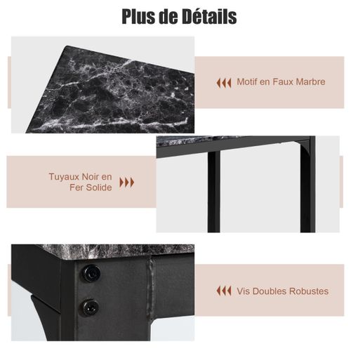 Table De Bar, Table Haute Avec 2 Tabourets Cuisine Cadre En Métal Mange-debout Industriel