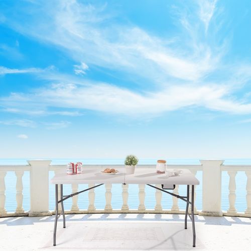 Table De Camping Pliable Buffet Table Pliante Portable Table Jardin Blanche 150cm