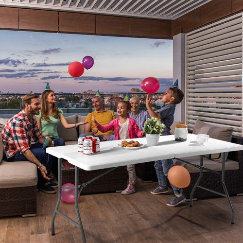 Table De Camping Pliable Buffet Table Pliante Portable Table Jardin Blanche 150cm