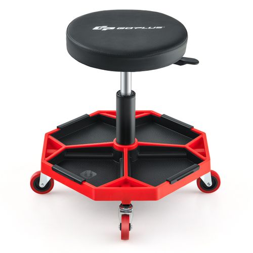 Tabouret D'atelier Pneumatique Avec 4 Roulettes Universelles Plateau à Outils Siège Rembourré