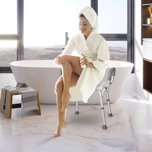 Baignoire, Tabouret De Douche Siège De Douche Hauteur Réglable 36-49 Cm Accoudoirs Ergonomique