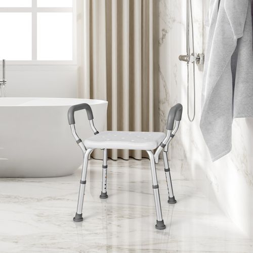 Baignoire, Tabouret De Douche Siège De Douche Hauteur Réglable 36-49 Cm Accoudoirs Ergonomique