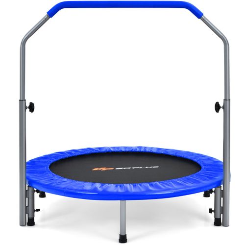 Trampoline De Fitness Pliable, Tapis De Saut 101 Cm Avec Main Courante En Mousse Hauteur Réglable