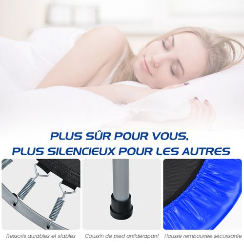 Trampoline De Fitness Pliable, Tapis De Saut 101 Cm Avec Main Courante En Mousse Hauteur Réglable