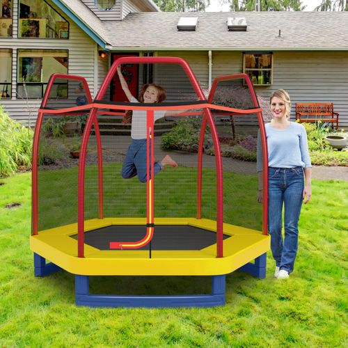 Trampoline Enfants, Tapis De Saut Φ223cm Avec Filet De Sécurité Respirant 36 Ressorts Protégés