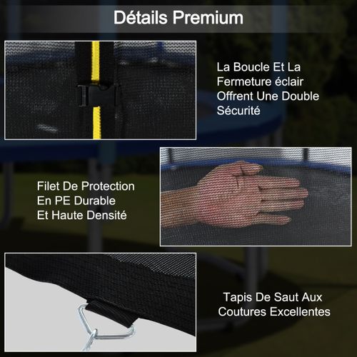 Trampoline Extérieur, Tapis De Saut Ø244cm Echelle Filet De Sécurité Tuyau Galvanisé Antirouille