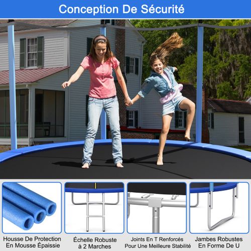 Trampoline Extérieur, Tapis De Saut Ø244cm Echelle Filet De Sécurité Tuyau Galvanisé Antirouille