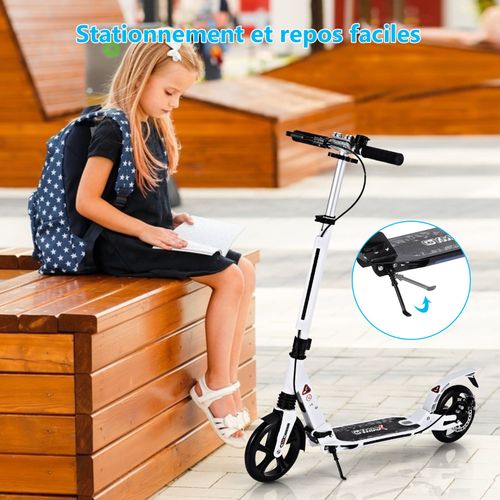 Trottinette à 2 Roues, Tapis De Saut Avec Frein Pliable 3 Hauteures Aajustables
