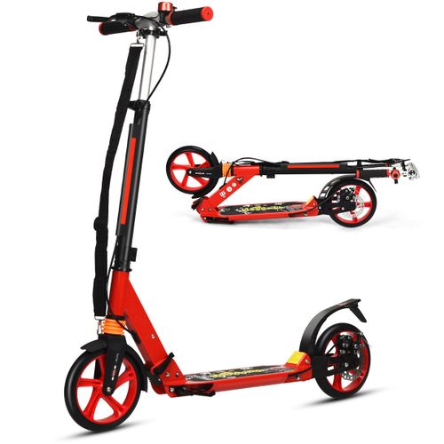 Trottinette à 2 Roues, Tapis De Saut Avec Frein Pliable 3 Hauteures Aajustables