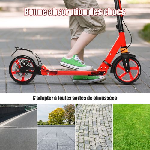 Trottinette à 2 Roues, Tapis De Saut Avec Frein Pliable 3 Hauteures Aajustables