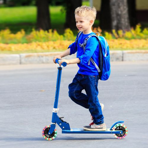 Trottinette Enfant Pliable, Tapis De Saut 2 Roues Clignotantes Automatiques Hauteur Réglable